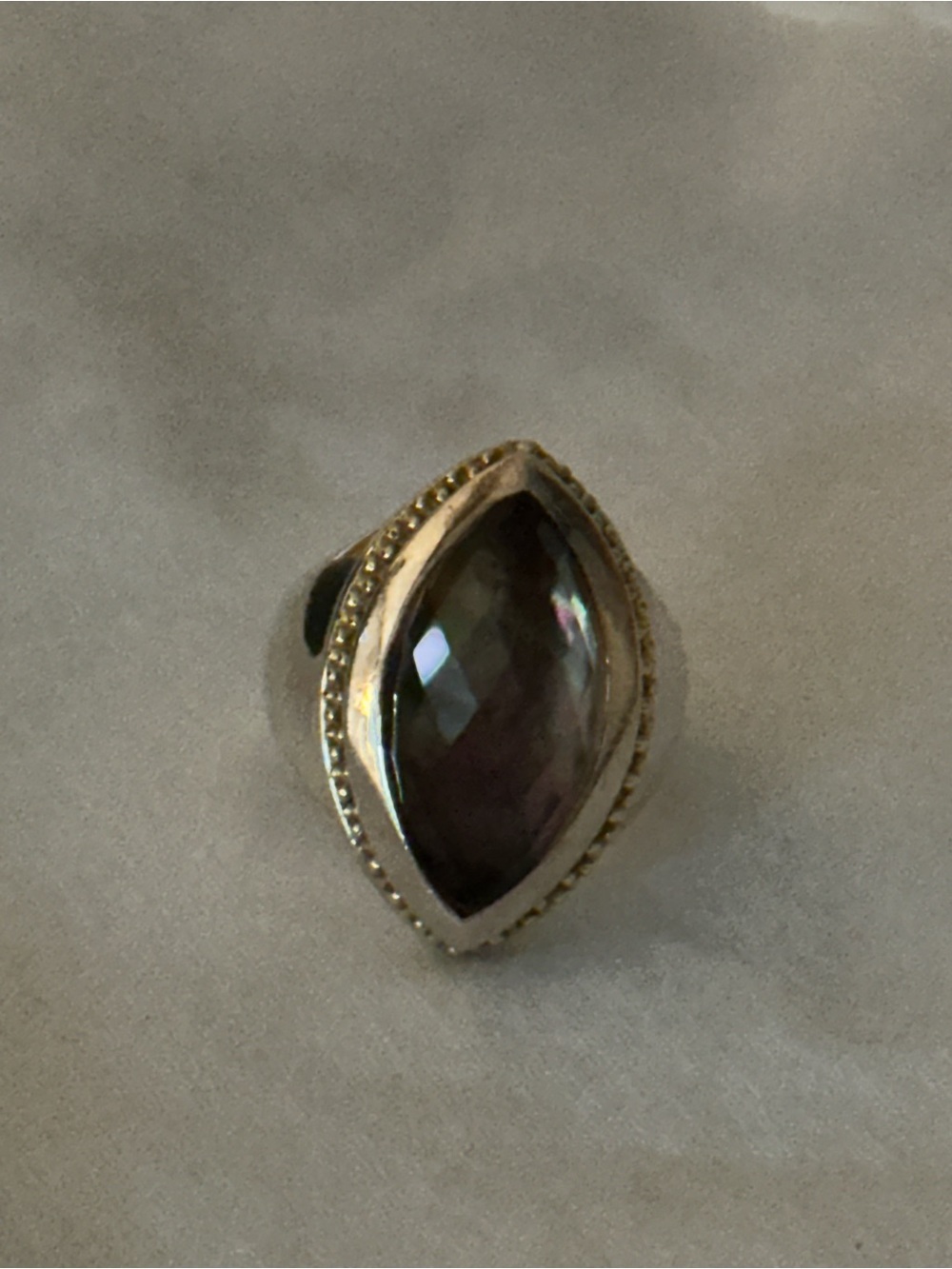 LAGOS Sterling Silver and 18k Gold Ring with Smokey Quartz Teardrop Stone - Picture 5 of 7
